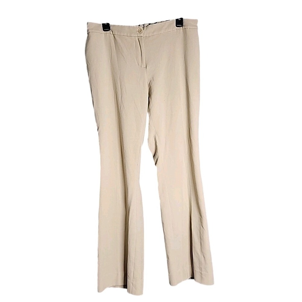 Liz Lange Maternity Tan Khaki Dress Pants Size 8 Bootcut Stretch Adjust Waist
